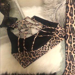 Leopard print sports bra and matching leggings